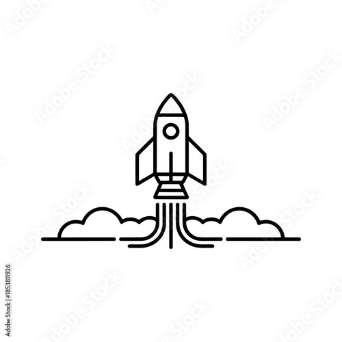 Rocket launch vector icon startup growth symbol for business success
