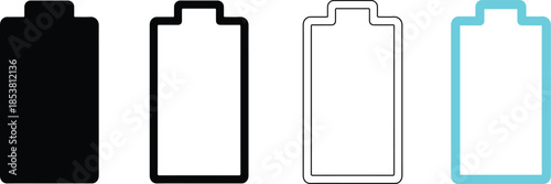 Set of battery icons in various colors and styles