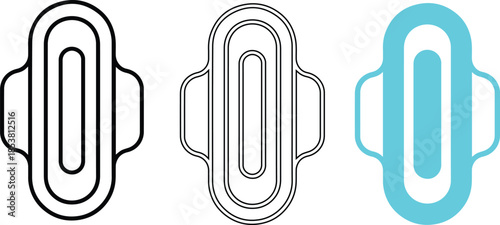 Set of Sanitary Pad Illustrations for Feminine Hygiene Products