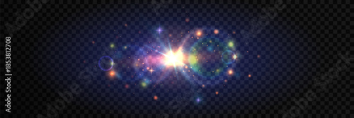 Flash, realistic lens flare, glow effects, camera light, sunlight reflection, stars, isolated lens flare, sparkling lens flare.