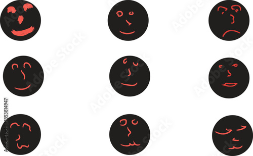 set of red and black buttons