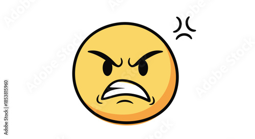 An angry yellow emoji face with furrowed brows and gritted teeth expressing frustration and rage in a simple cartoon illustration.
