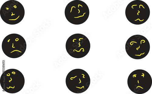 set of black and yellow buttons