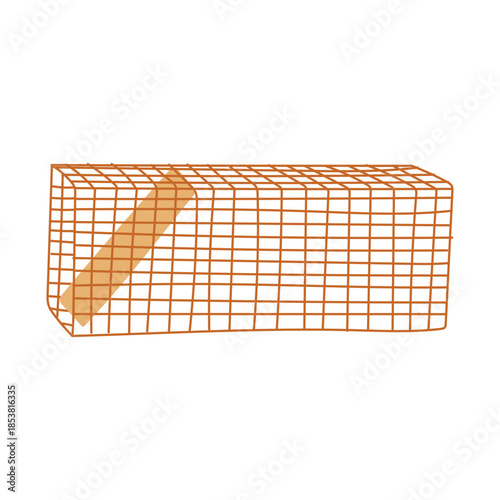 Animal trap or bait box cage with an open entrance, designed for catching and containing small wild animals, illustrating concepts of control and capture