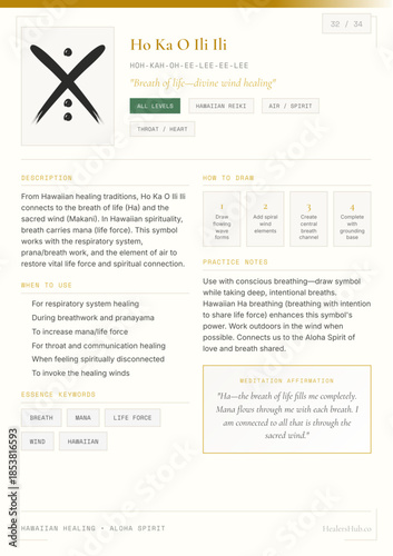 Ho Ka O Ili Ili Reiki Symbol Study Card