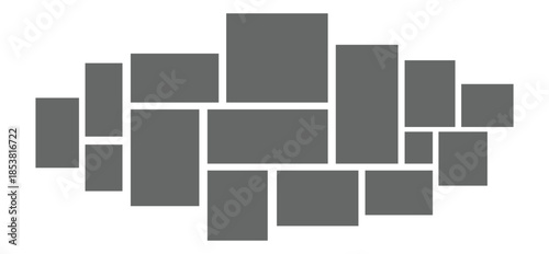Blank college frame photo part or picture. Photo frame collage background picture. Image collage layout template set. Vector illustration.