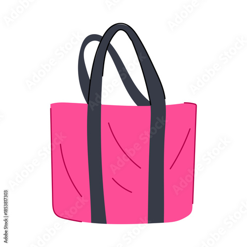 Pink tote bag with dark handles symbolizing summer travel, beach days, shopping and casual outings for carrying essentials during vacations or weekend leisure