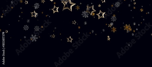 Wallpaper Mural Elegant background featuring falling gold stars and snowflakes, perfect for holiday greetings, Christmas designs Torontodigital.ca