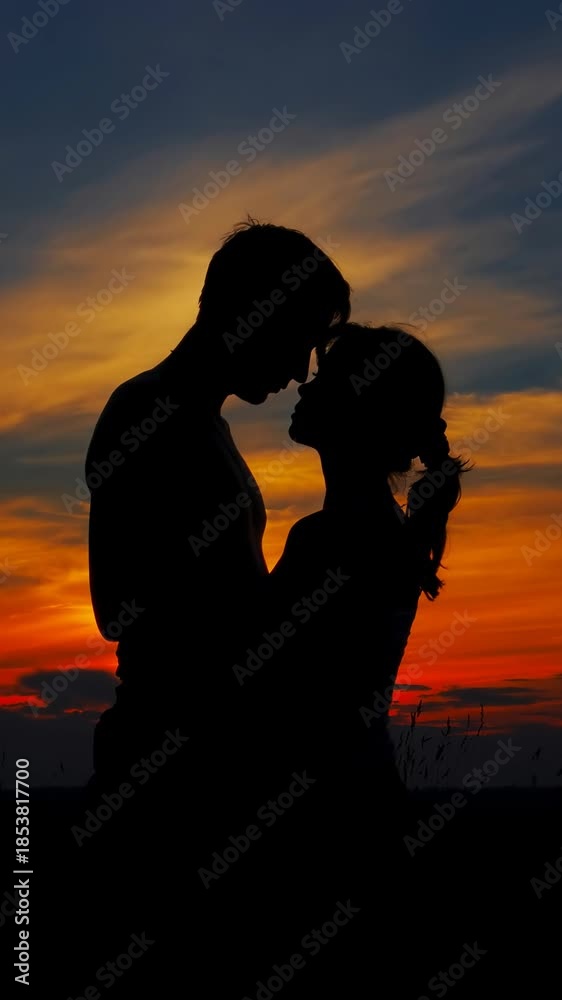 custom made wallpaper toronto digitalRomantic couple embracing at sunset, warm light and beautiful sky creating a tender moment of love, connection, and emotional harmony. The video is generated from my real photo.