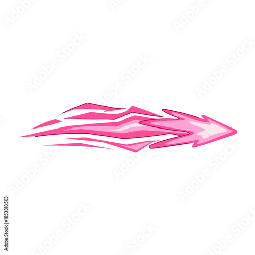 Pink energy projectile vector graphic displaying dynamic motion and speed, perfect for game design, comic book action scenes, or creating striking power effects