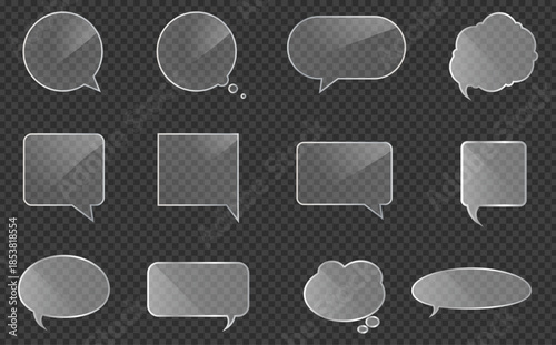 Transparent Glass Speech Bubbles Set