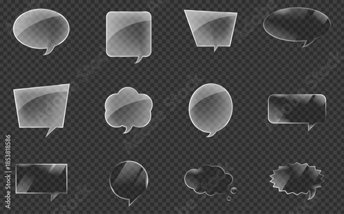 Transparent Glass Speech Bubbles Set