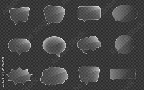 Transparent Glass Speech Bubbles Set