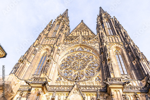 Cuadro en lienzo Rose window Saint Vitus Cathedral church in Prague Czech Republic