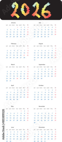  calendar, design, jan, template, wall, year, day, colours, english, monthly, annual, business, date 2026