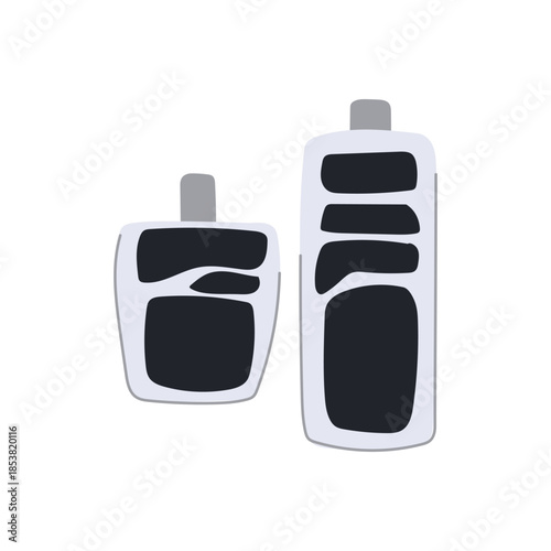 Car pedals, including an accelerator and brake, are illustrating concepts of speed, control, and transportation on a clean white background, highlighting essential driving mechanisms