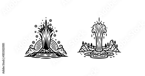 Black and White Geyser Hot Spring Natural Wonder