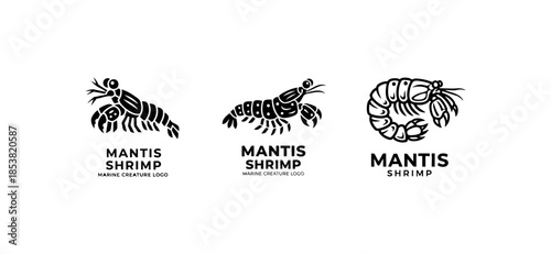 Black and White Mantis Shrimp Marine Creature Logo