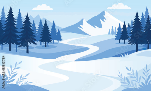 Winter Mountain Landscape Background for Desktop Wallpaper