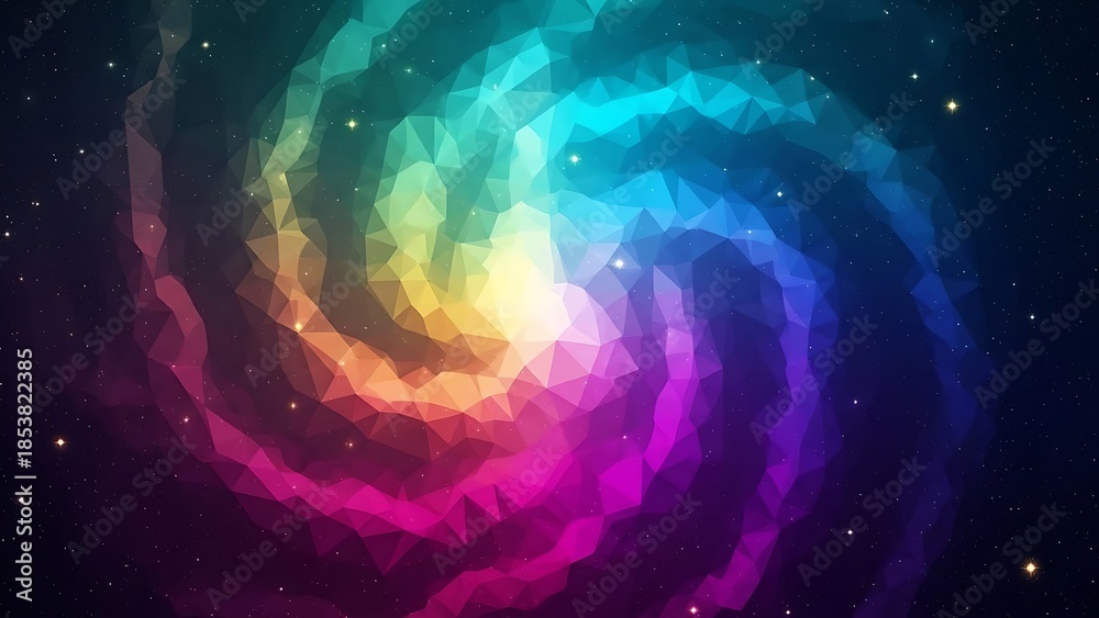 Obraz premium Vibrant polygonal galaxy with colorful nebula and stars