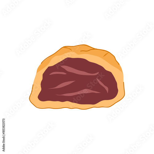 Delicious cream puff pastry with a rich and dark jam filling, representing a delectable dessert or snack, ready for consumption and highlighting bakery delights