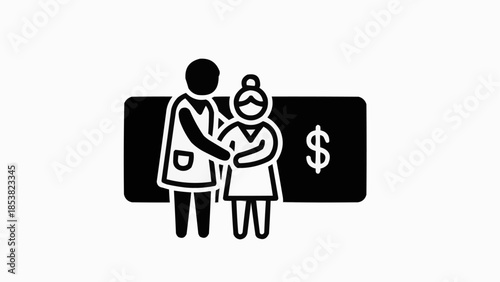 Elderly Caregiver Assisting Senior Woman With Financial Support.
