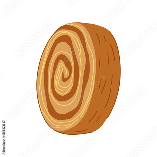 Cromboloni cake illustration showcasing a delectable rolled pastry texture with a distinctive spiral pattern, representing a sweet bakery treat perfect for dessert or a snack