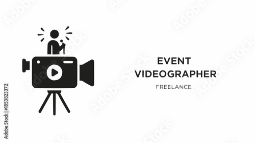 Event Videographer Freelance Icon with Camera and Person.