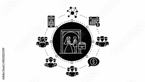 Wedding Ceremony with Guests and Planning Elements.