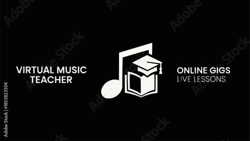 Virtual Music Teacher Online Gigs Live Lessons Education Symbol.