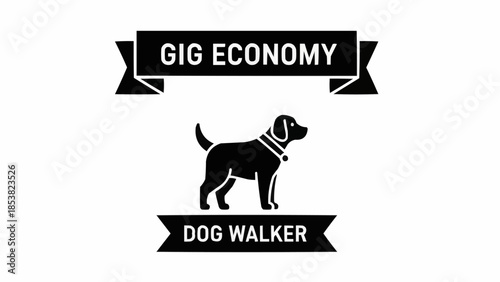 Gig Economy Dog Walker Icon Represents Flexible Work Opportunities.