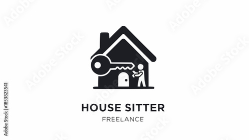 House Sitter Freelance Icon Symbolizing Home Security and Trust.