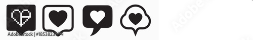 Heart icons in speech bubbles for love and communication
