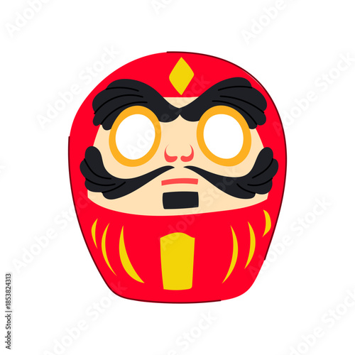 Traditional red daruma doll symbolizing perseverance, fortune, and achieving personal goals, featured with empty white eyes ready for future aspiration filling
