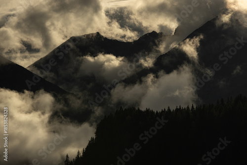 beautiful mountain cloudscape in sundown