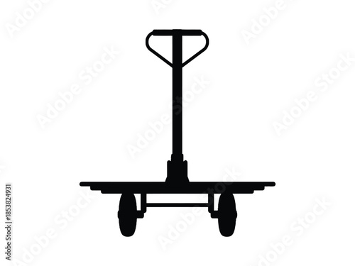 Simple black silhouette of a small hand truck or platform dolly