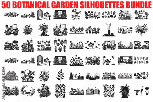 50 Botanical Garden Silhouette bundle