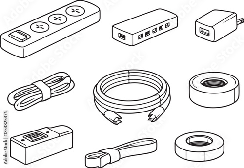 Studio Cable and Power Kit Line Art Bundle.eps
