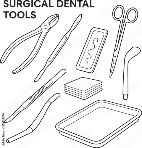 Lab and Finishing Dental Tools Line Art Bundle.eps