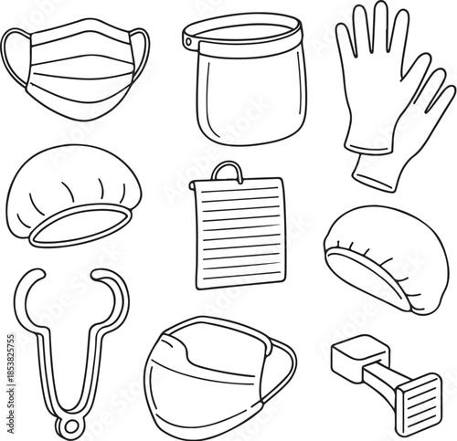 Endodontic Daily Dental Tools Line Art Bundle.eps