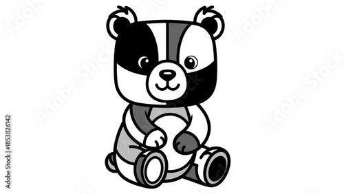 Cartoonish skunk teddy bear with charming stripes, perfect for playful designs