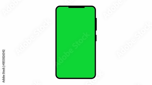 smartphone mobile mockup green screen zoom out animation on transparent background, smartphone with front view green screen with alpha channel in 4k.