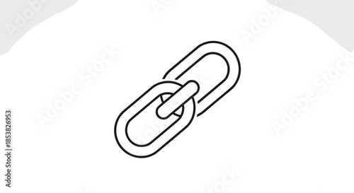 Simple chain link line icon symbol for connection security and corporate partnership concepts isolated on a light background.