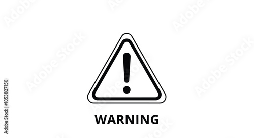 Standard warning symbol with a bold exclamation mark inside a black triangle border isolated on a plain white background.