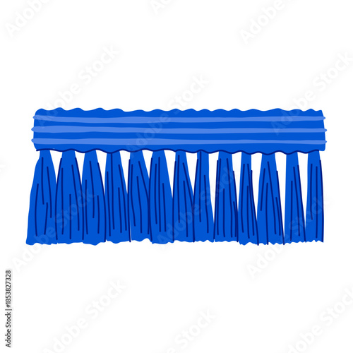 Blue cleaning brush head with dense plastic bristles illustrating hygiene, cleanliness, and household maintenance on an isolated white background, focusing on sanitation concepts