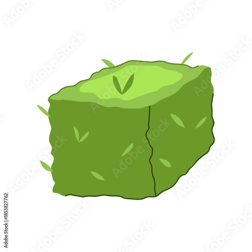 Green garden hedge block displaying a basic trimmed shape, offering a simple vector graphic element for landscaping, gardening, or outdoor design projects with a clean white background