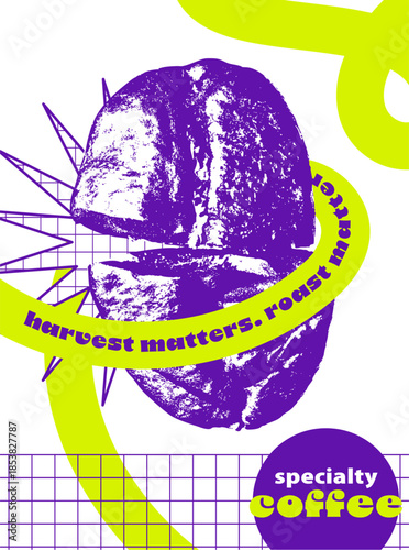 Vector graphic poster for coffee packaging design; coffee shop; coffee factory; coffee festival