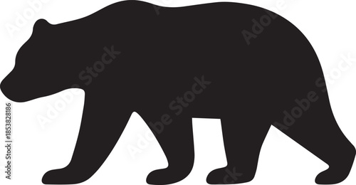Black bear silhouette vector illustration: wildlife animal, forest mammal, nature graphic design element