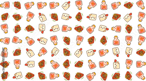 Seamless winter pattern featuring cozy seasonal elements in a playful modern style. Ideal for holiday backgrounds, wrapping paper, textiles, wallpapers, festive branding, and cheerful cold-season desi