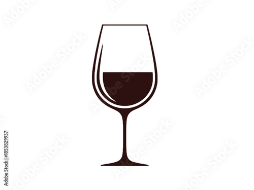 A simple illustration of a wine glass filled with dark red liquid